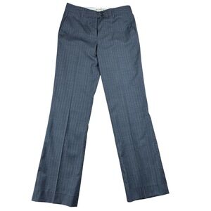 ETRO Womens Wool Stripe Dress Pants 42/6 Grey Straight Leg Trousers Quiet Luxury